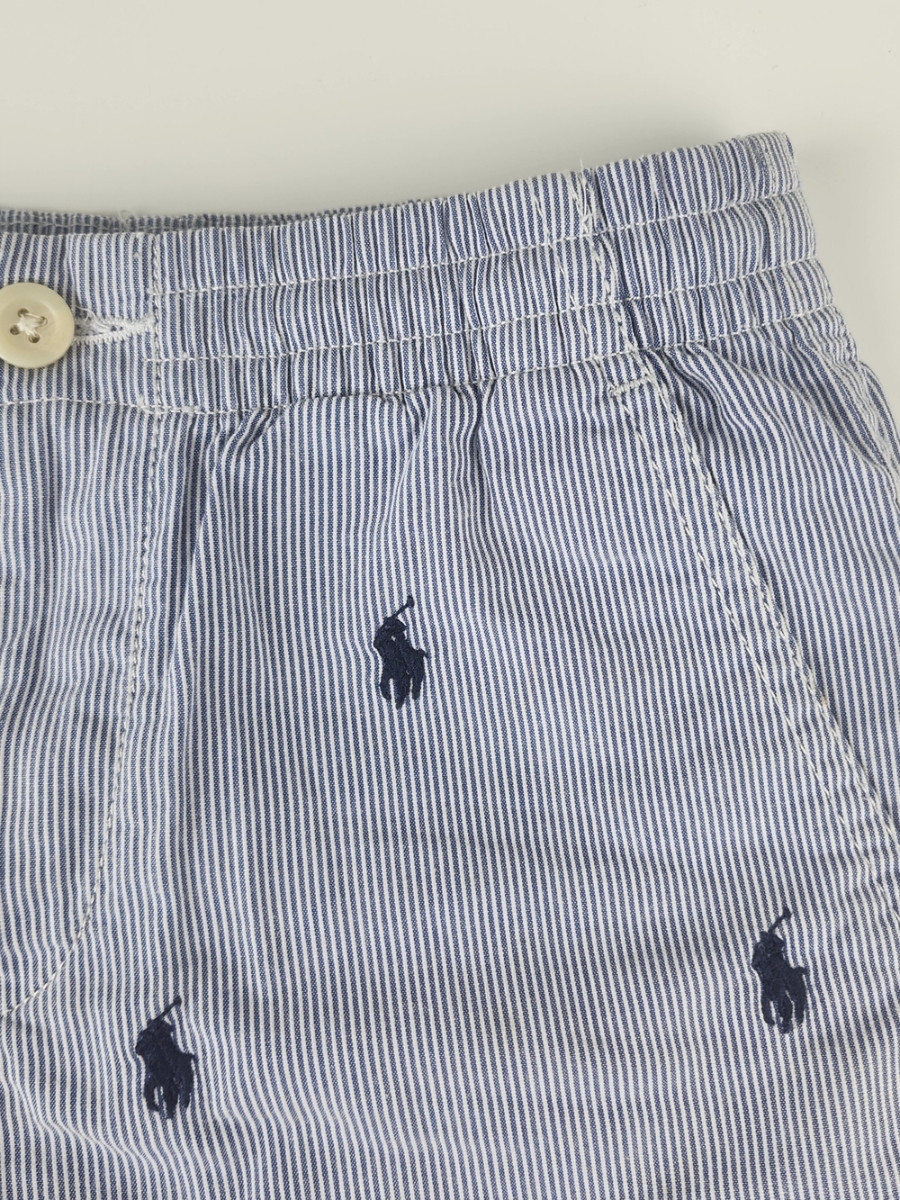 Polo by Ralph Lauren Blue Embroidered Seersucker Boy's Shorts - Picture 2 of 7